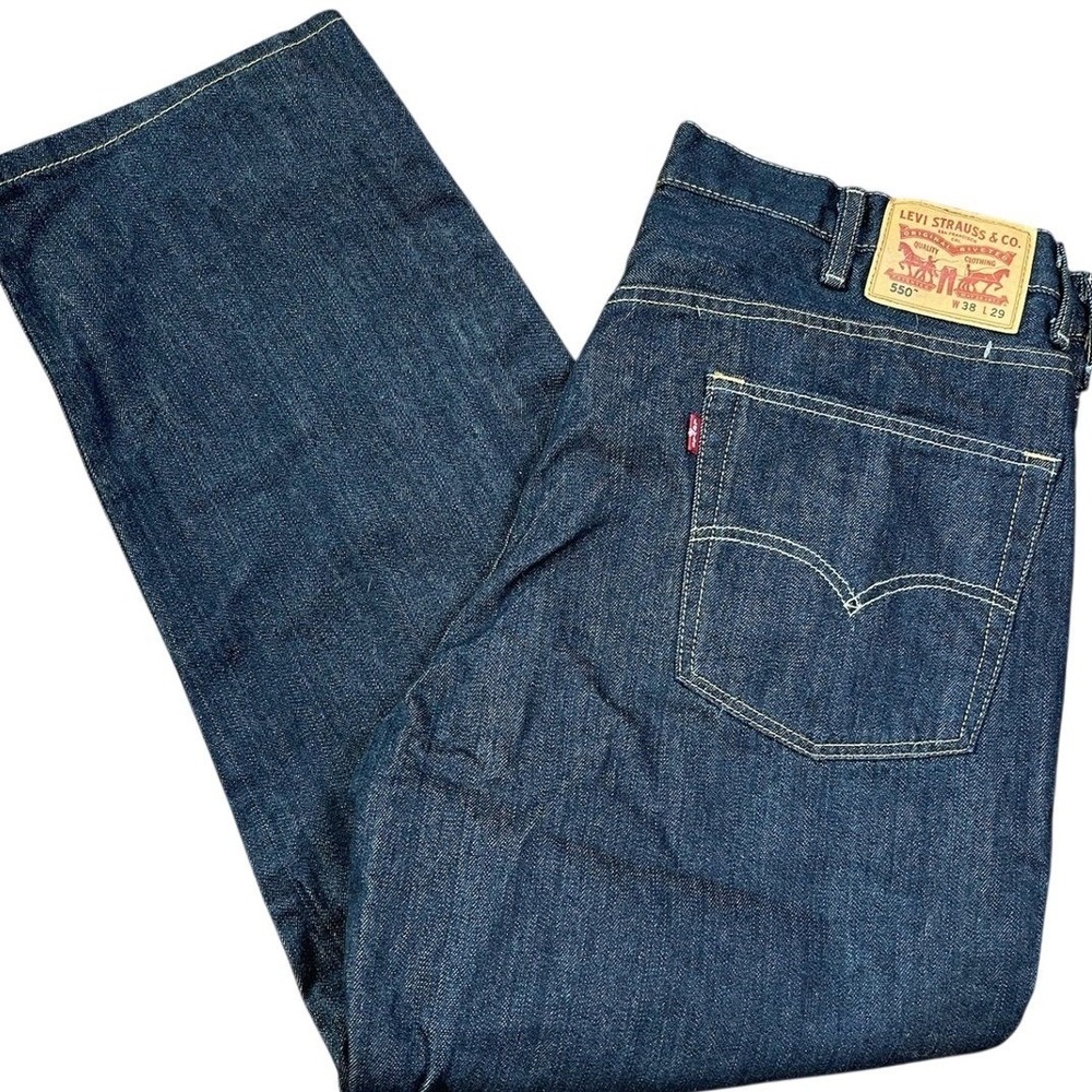Levi's 550 Relaxed Fit Jeans Men's 38x29 Dark Indigo Rinse Dad Jeans